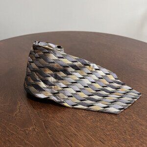 Bachrach Mens Geometric Pattern Silk Tie‎